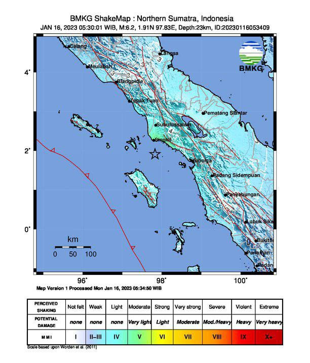 Gempa Mengguncang Aceh Singkil