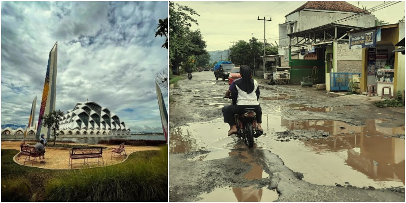 Masjid Raya Al Jabbar dan Jalan Provinsi yang Rusak