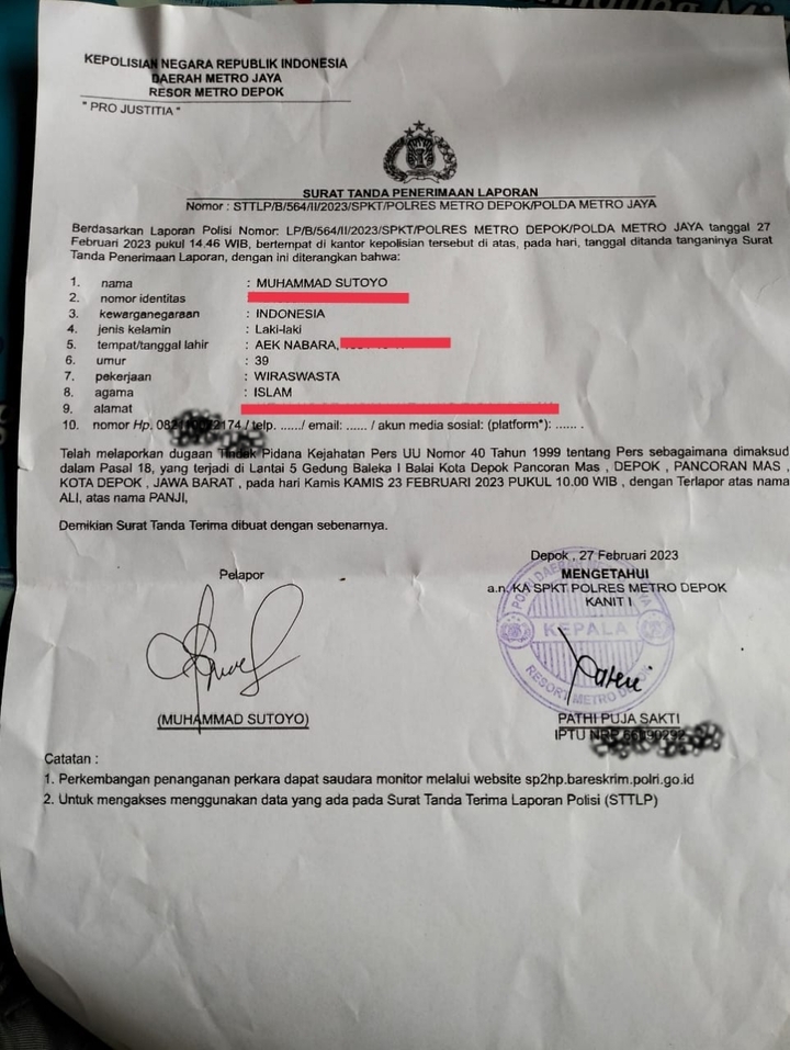 Oknum Pejabat Pemkot Depok Dilaporkan ke Polres Depok