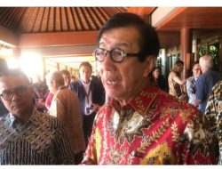Menteri Hukum dan HAM Yasonna H. Laoly seusai acara “Government & Business Forum/Tech Forum 2023” di Sanur, Denpasar,   