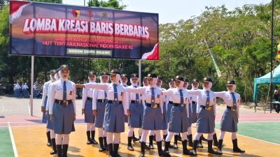 Tumbuhkan Nasionalisme dan Disiplin, Kodim Ngawi Gelar Lomba Kreasi Baris-Berbaris Dalam Rangka HUT TNI Ke 81