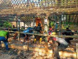 Hari Ketiga TMMD ke-130 Kodim Ngawi, Rehab RTLH Rumah Pak Suwoto Masuki Tahap Perakitan Kayu